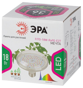 Фитолампа для растений светодиодная Эра E27 18W 6500K FITO-18W-Ra90-E27 Б0057710