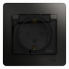Розетка с/з со шторками с крышкой, 16А, IP44 (в сборе) Systeme Electric Glossa Антрацит GSL000748