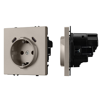 Розетка зк со шторками с USB тип C+С софт-тач кашемир Arlight SCT-MUCC-SFPL-CA (250V, 16A) 061814(1)