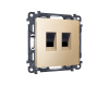 Комплект механизма компьютерной двойной розетки RJ-45 Ambrella Volt MA612110 (8P8C) CAT6 с автоматической защитной шторкой Alfa Шампань Quant