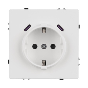 Розетка зк со шторками с USB тип C+С софт-тач белый кварц Arlight SCT-MUCC-SFPL-WH (250V, 16A) 061818(1)