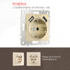 Розетка с заземлением, шторками + 2 USB Arte Milano 206.47-1.shampan