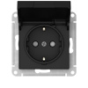 Розетка с заземл. со шторк. с крышкой, 16А,IP20,мех., быстрозажим. клем. Systeme Electric AtlasDesign Карбон ATN001046S