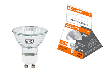 Лампа галогенная TDM Electric GU10 35W 3000K прозрачная SQ0341-0010