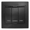 Выключатель 3 кл. с подсветкой скрытой установки 10А 250В IP20, черный (керамика) "Дельта" General 477310