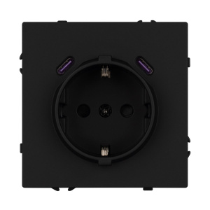 Розетка зк со шторками с USB тип C+С софт-тач черный оникс Arlight SCT-MUCC-SFPL-BK (250V, 16A) 061813(1)