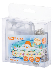 Светодиодная гирлянда TDM Electric Роса100 3хАА теплый белый без мерцания SQ0361-0053