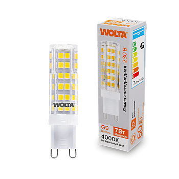 Светодиодная лампа WOLTA 7Вт 4000K G9 кукуруза матовая WSTD-JCD-7W4KG9-C