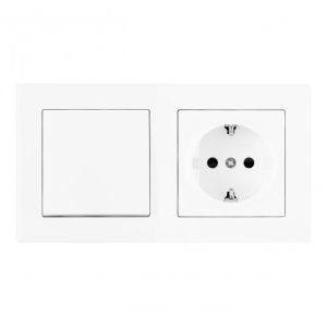 Выключатель одноклавишный с розеткой Arte Milano SET06-2-30-1-40-1 White