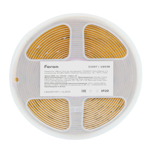 Светодиодная лента Feron LS536 720SMD(2110) 10Вт/м 24V IP20 3000К 53097