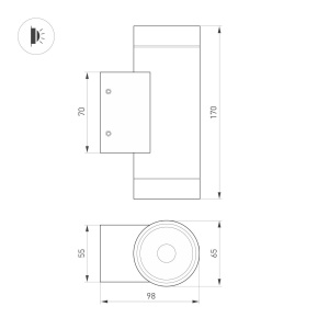 Уличный настенный светильник Arlight LGD-RAY-WALL-TWIN-R65-2x9W Warm3000 (GR, 23 deg, 230V) (IP65 Металл) 038154(1)