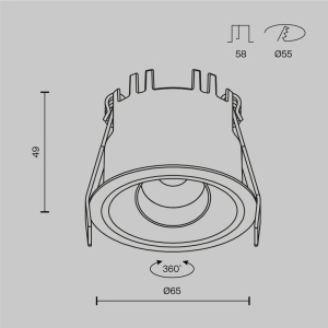 Встраиваемый светильник Maytoni Technical Dip T DL128-10W4K-B