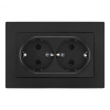 Розетка двойная с/з и шторками Arte Milano SET06-double-40-2 black