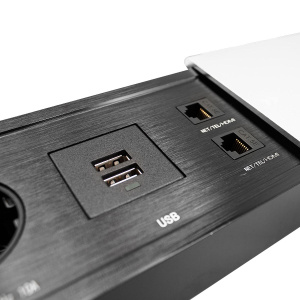 Блок розеток JX (Slide Top) (2 секции RJ-45 + 2 USB с кабелем питания) Mebax 00-00002890