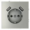 Розетка с USB, А+А Voltum S70 VLS040405 (сталь)