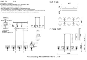 Люстра на штанге Crystal Lux MAESTRO SP-PL10 L1100 GOLD