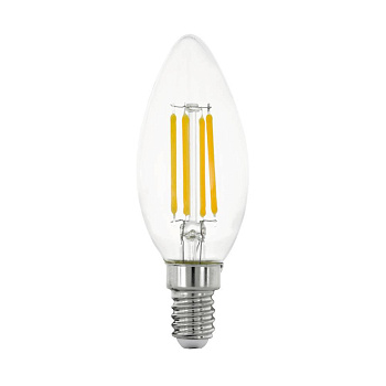 Лампа светодиодная Eglo E14 6W 2700K свеча прозрачная 12541