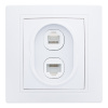 Розетка телефонная RJ11 + компьютерная RJ45 скрытой установки IP20, белая "Дельта" General 477229