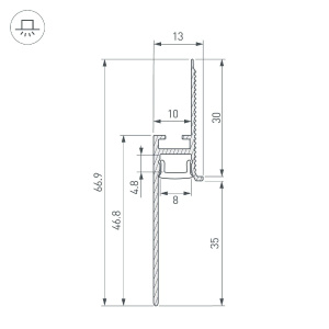 Алюминиевый профиль Arlight PLINTUS-FANTOM-BENT-H35-SIDE-2000 WHITE 043675(1)