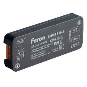 Трансформатор для светодиодной ленты Feron LB010 24W 24V IP20 53143