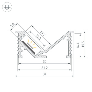 Профиль Arlight SL-BEVEL-W32-F-2000 ANOD (Алюминий) 063940