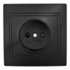 Розетка 2П с защ. шт. скрытой установки 16А 250В IP20, черная (керамика) "Дельта" General 477316