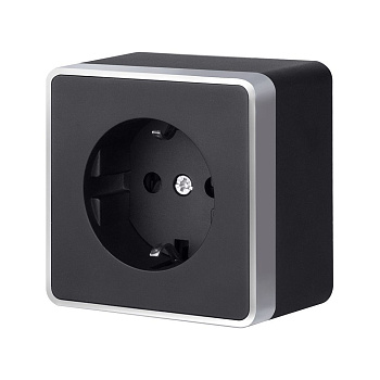 Розетка с заземлением Werkel Gallant (черный с серебром) W5071034 4690389164507 a051148