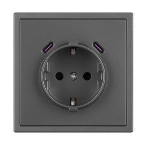 Механизм розетки с USB зарядкой Arlight SCT-NOBE-MUCC-SFPL-GR (230V, 16A) 061816