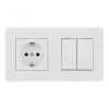 Выключатель двухклавишный с розеткой Arte Milano SET16-2-40-1-30-2 white